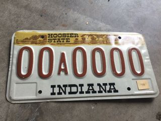 1982 Indiana Sample License Plate 00a0000 Hoosier State Rare