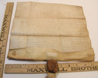 1684 Antique Handwritten English Legal Document W/seal Vellum Parchment