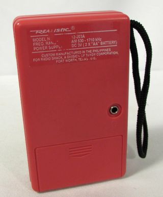 Vintage Realistic Model No.  12 - 203A Transistor Pocket AM Radio,  Hot Pink 3