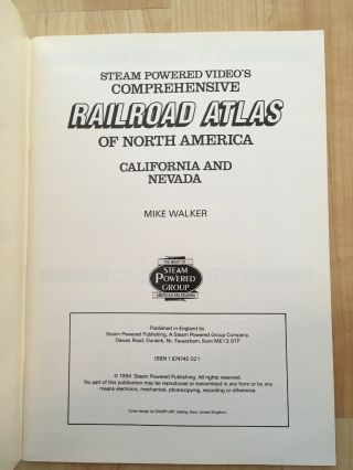 SPV ' s Comprehensive Railroad Atlas of North America CALIFORNIA & NEVADA 1994 D 4