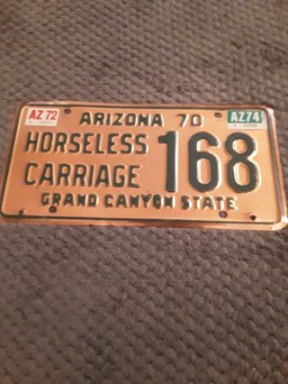 Vintage 1970 Arizona Horseless Carriage License Plate 168 - Made Of Copper
