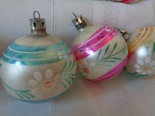 12 Vintage Glass Christmas Ornaments Poland Hand Painted 2 