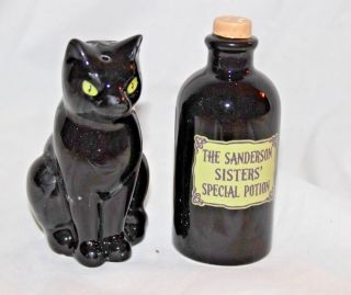 Disney Hocus Pocus Halloween Salt & Pepper Shakers Black Cat Binx Potion Bottle
