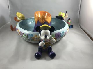 Disney Hawaiian Chip & Dip Ceramic Bowl,  Mickey,  Donald,  Goofy