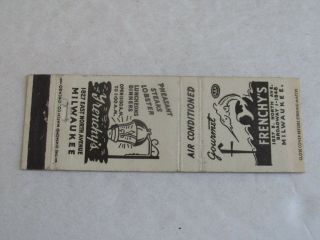 U248 Vintage Matchbook Cover Wi Wisconsin Frenchy 