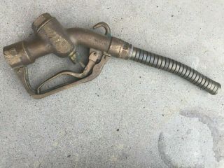 Vintage Dubuque Brass Gas Pump Flexible Brass Nozzle Handle Morrison Fueling