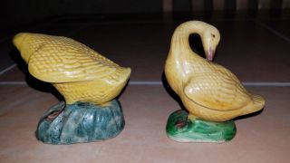 Antique or Vintage Chinese Yellow Ducks Geese Ceramic Figurines 3