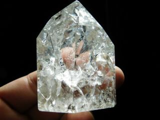A Big Very Translucent Polished Fire And Ice Quartz Crystal Brazil 178gr E