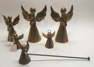 Vintage Copper And Brass Angel Candle Holder Set of 6 Snuffer Christmas Decor 3
