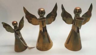 Vintage Copper And Brass Angel Candle Holder Set of 6 Snuffer Christmas Decor 5