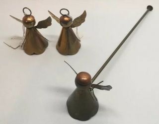 Vintage Copper And Brass Angel Candle Holder Set of 6 Snuffer Christmas Decor 6
