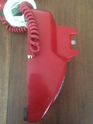 Vintage Red ITT Bell Rotary Dial Phone 50002LR30M1071 Long Cord 3