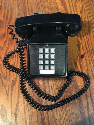 Vintage Cortelco Black Push Button Desk Phone Telephone Corded