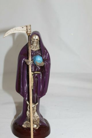 827 Statue Lady Santa Muerte Purple 9 " Holy Death Santisima Preparada