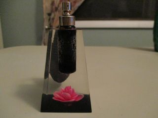 Vintage perfume bottle with atomizer by JANE ART Elmhurst Acrylic w/Pink Rose 3