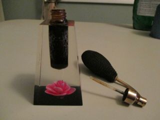 Vintage perfume bottle with atomizer by JANE ART Elmhurst Acrylic w/Pink Rose 4