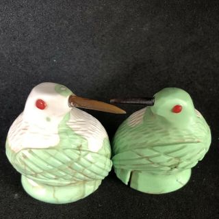 Zuni Green Sandpiper Birds Fetish By Edison Bobelu Signed
