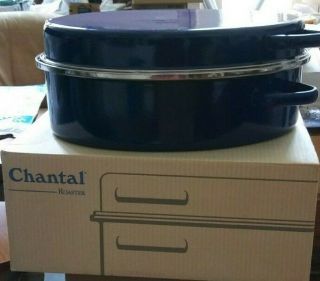 Chantal Germany Vintage Enamel Cookware Roaster Roasting Pan W Lid Factory 2nd