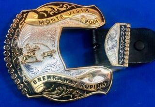 2001 Monte Vista Breakaway Roping Mixed Metal Two Piece Western Belt Buckle