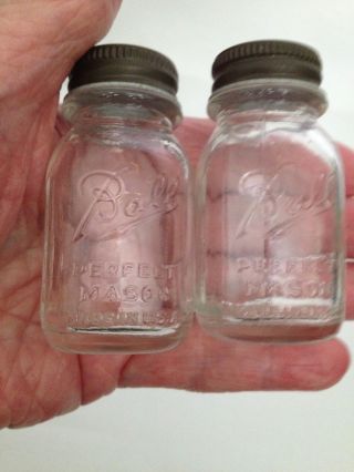 Miniature Ball Mason Jar Salt And Peppers Older Issue.