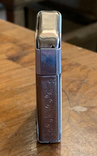 Vintage IMCO Solo Pocket Lighter Red & Silver with Zig - Zag Pattern Rare Design N 3