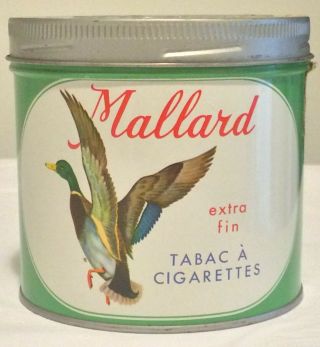 Vintage Mallard Houde & Grothe Extra Fine Cigarette Tobacco Tin Canister 3