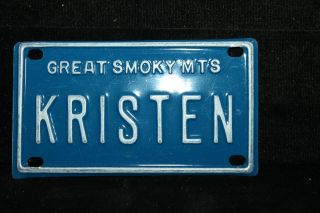 Vintage 1970’s Tennessee Bicycle License Plate Great Smoky Mts Mountains Kristen