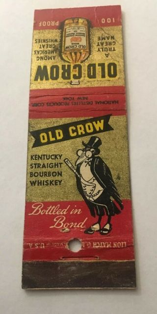 Vintage Matchbook Cover Matchcover Liquor Old Crow Whiskey W/ Penguin