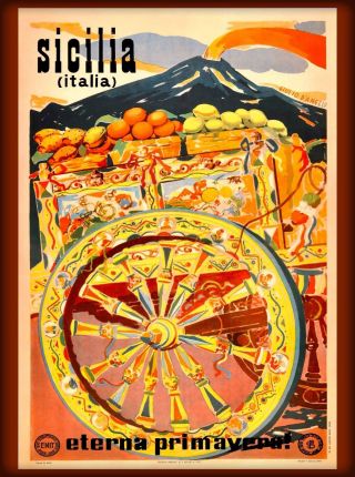 Sicilia Sicily Italy Italia Italian Europe Vintage Travel Advertisement Poster