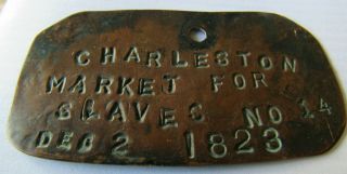 Charleston Sc Copper Market For Slaves Tag / Identification Emblem No 14