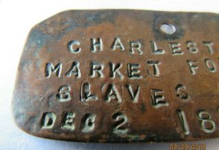 CHARLESTON SC COPPER MARKET FOR SLAVES TAG / IDENTIFICATION EMBLEM NO 14 2