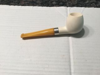 Meerschaum Apple Shape Pipe with Sterling Silver Band,  Unsmoked 3