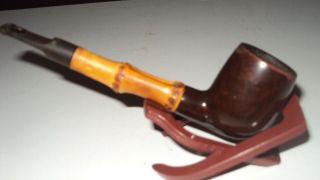 Yellow Bowl Briar - Pipe With Bamboo Shank - Estate Pipe