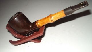Yellow Bowl Briar - Pipe with BAMBOO Shank - Estate Pipe 2