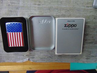 2002 Zippo Cigarette Lighter - American Flag With Tin Estate Quick Ship