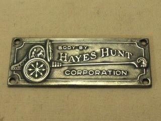 1927 Body By Hayes Hunt Corporation Auto Body Tag For Durant,  Reo,  Cord