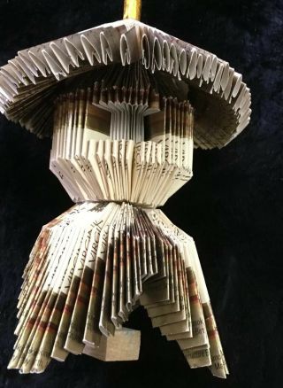 Japanese Pagota Lantern Folk Art Made With Virginia Slims Cigarette Wrappers