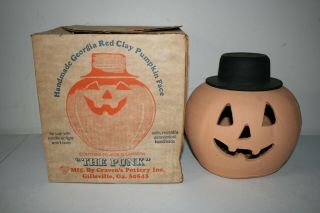 The Punk Craven Pottery Georgia Red Clay Pumpkin Face Halloween Jack - O - Lantern