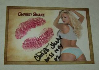 2018 Collectors Expo Playboy Model Chrisi Shake Autographed Kiss Print Card