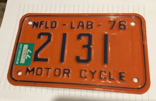 Newfoundland & Labrador 1976 Motorcycle Licence Plate