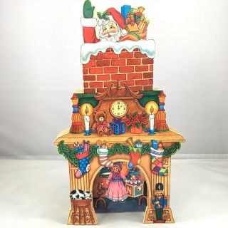 Vtg Silvestri Wooden Christmas Musical Decoration Moveable Santa Coming To Town