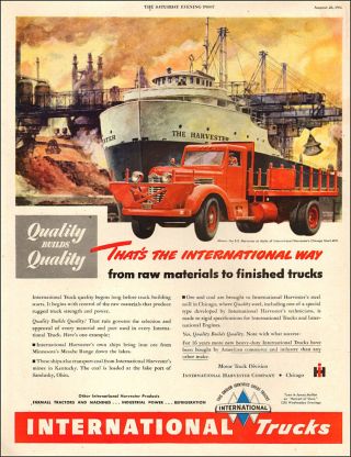 1948 Truck Ad International Art Truck By Ss Harvester At Chicago Dock 071018