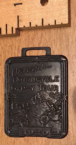 NATIONAL MOTORCYCLE GYPSY TOUR PERFECT SCORE WATCH FOB 1920 5