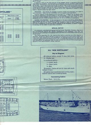 1930s Or 1940s Deck Plans,  Rates,  Canadian T.  S.  S.  North Star & S.  S.  Northland
