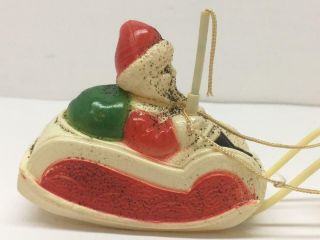 Antique Celluloid Santa in Sleigh being pulled by Reindeers Vtg Christmas 2