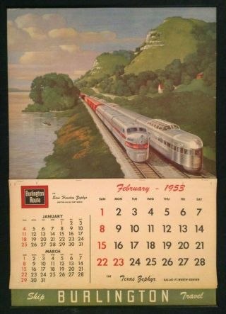 Old Burlington Route Railroad 1953 Calendar Leslie Ragan Print Zephyr