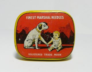 Vintage Marschall Dog & Boy Gramophone Needle Tin Nadeldose