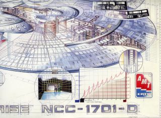 USS ENTERPRISE NCC - 1701 - D STAR TREK NEXT GENERATION POSTER SCHEMATIC 1996 GREAT 6