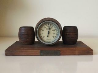 Desk Barometer Made From The Decking Of Cunard Liner R.  M.  S.  " Mauretania " (1906).