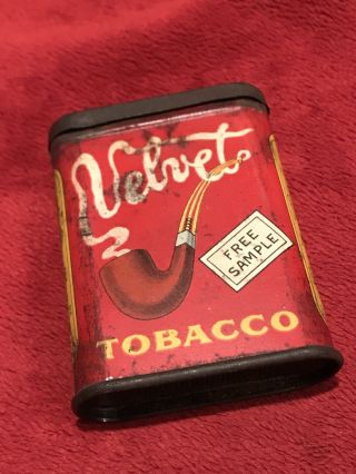Vintage Velvet Tobacco Tin,  Small 3” Sample,  Great Collectible